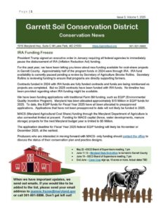 Sample of a newsletter for Garrett Soil Conservation District